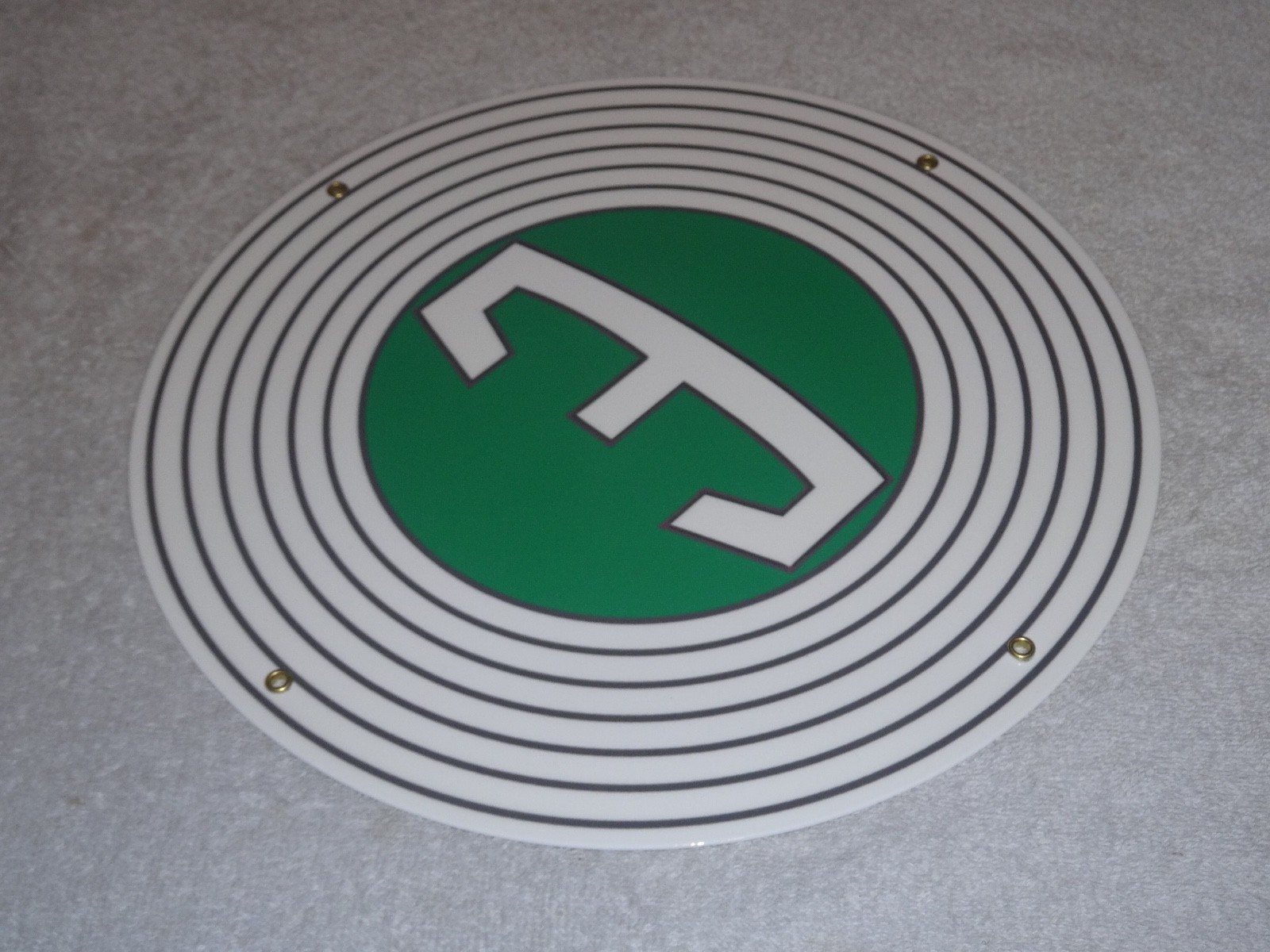 VINTAGE FORD "E" EDSEL 11 3/4" PORCELAIN METAL CAR, TRUCK, GASOLINE & OIL SIGN E