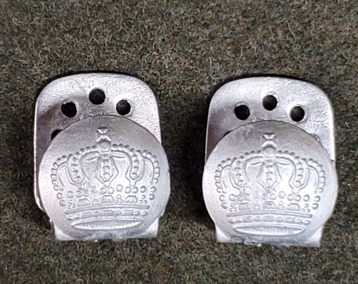 WWI German 1915coat hooks(ramps) silver finish, unpainted zinc sold in pairs