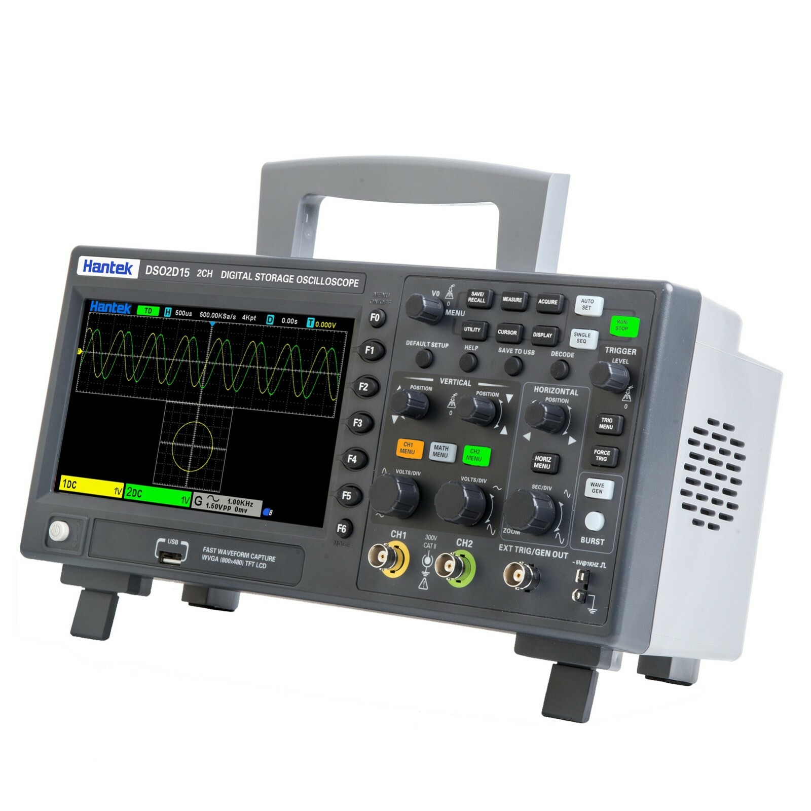 Hantek 2CH Digital Storage Oscilloscope Signal Generator 100Mhz/150Mhz 1GS/s Sam