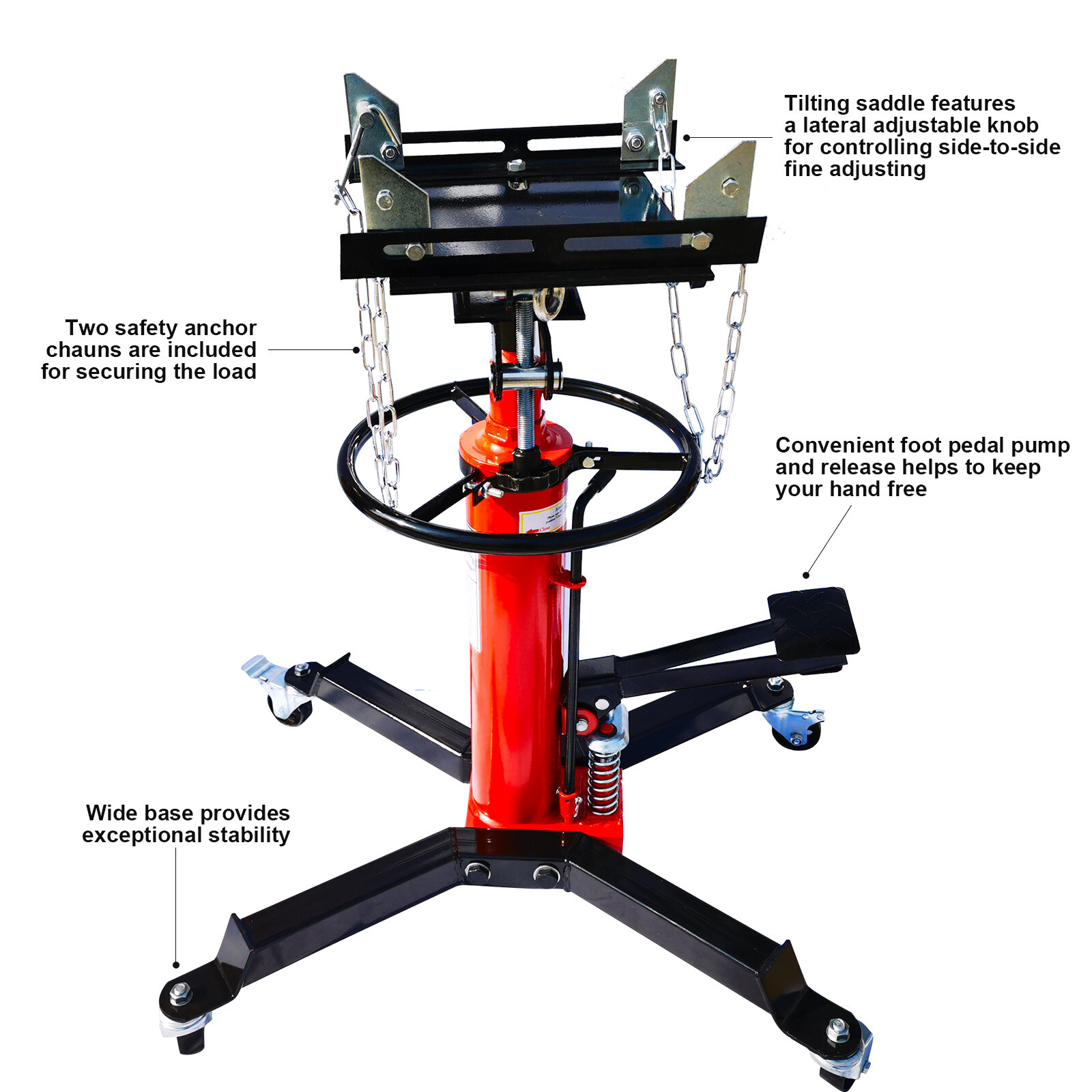 2 Stage Transmission Jack 2 Springs Load 1600lbs 360 Swivel Wheel W/ Brakes