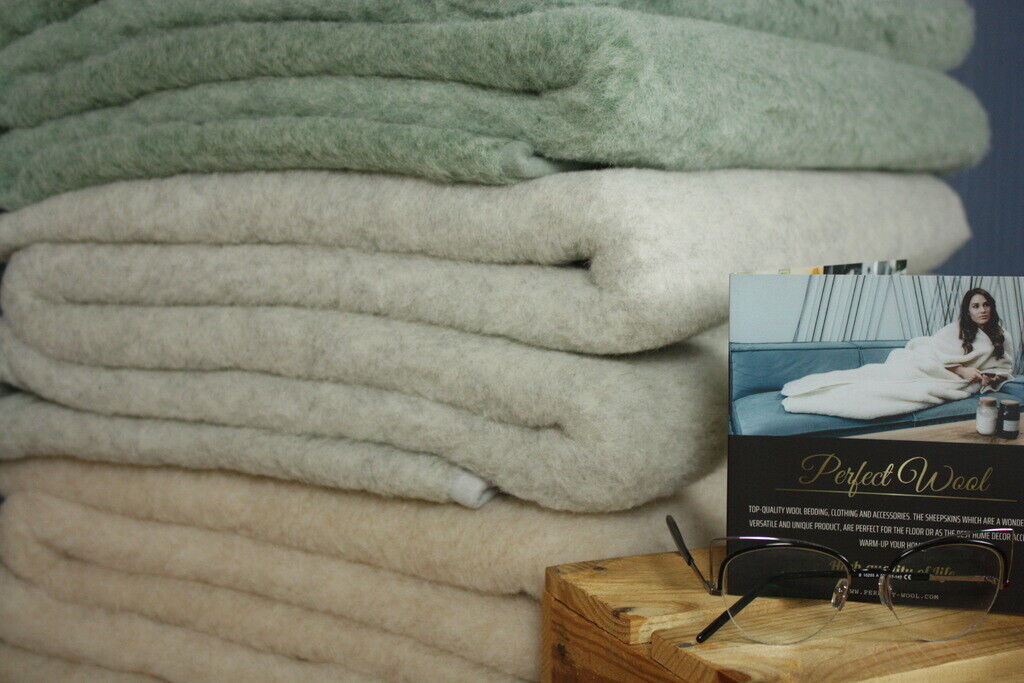 Merino Wool Blanket All sizes WOOLMARK 100% Natural throw