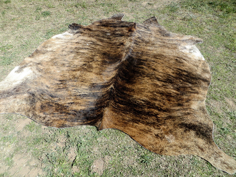 MAKE OFFER !! LARGE BRINDLE brown Cowhide Rug natural Cowhides Cow Hide Skin RN