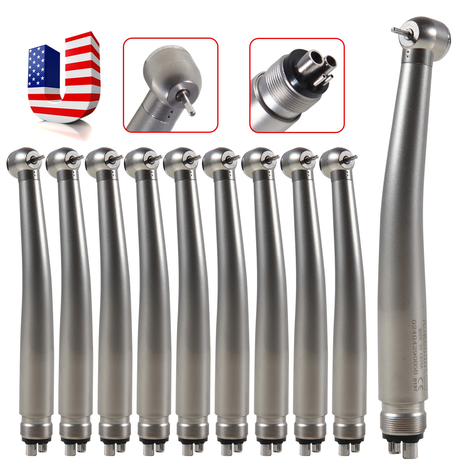 10pcs Dental High Speed Turbine Handpiece Push Button 4Hole NSK Pana Max Style