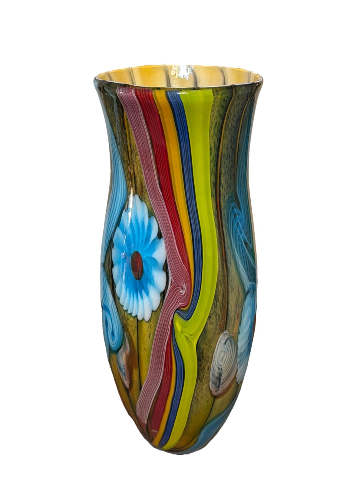 Vintage Pier 1 One of a Kind Murano Style 14.5" tall Art Glass Vase Heavy