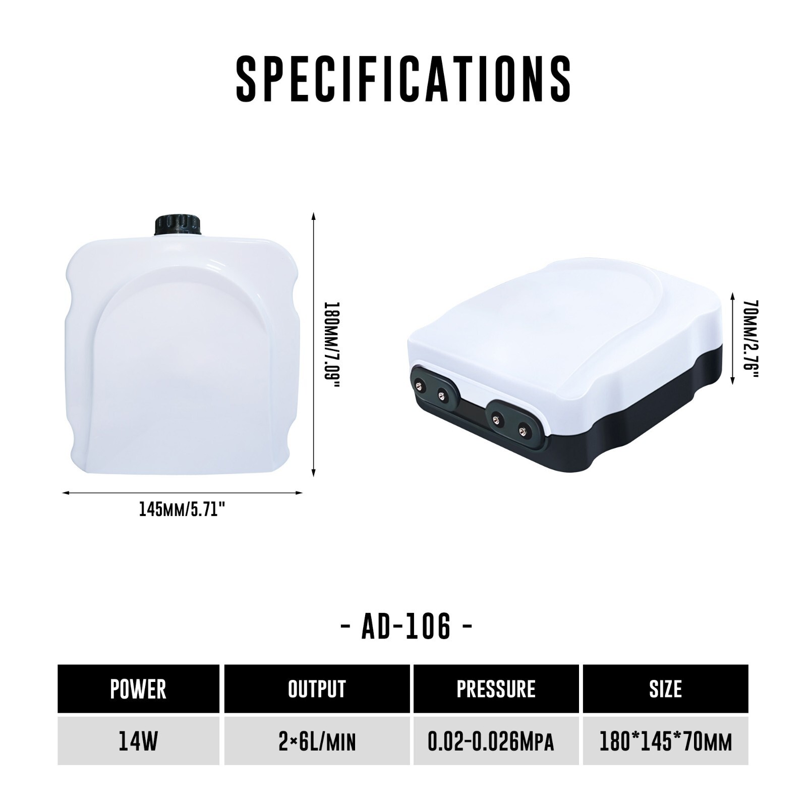 Adjustable Quiet Airator Pump for 90-400 Gallon Aquariums Output 4x95 GPH 2pcs.