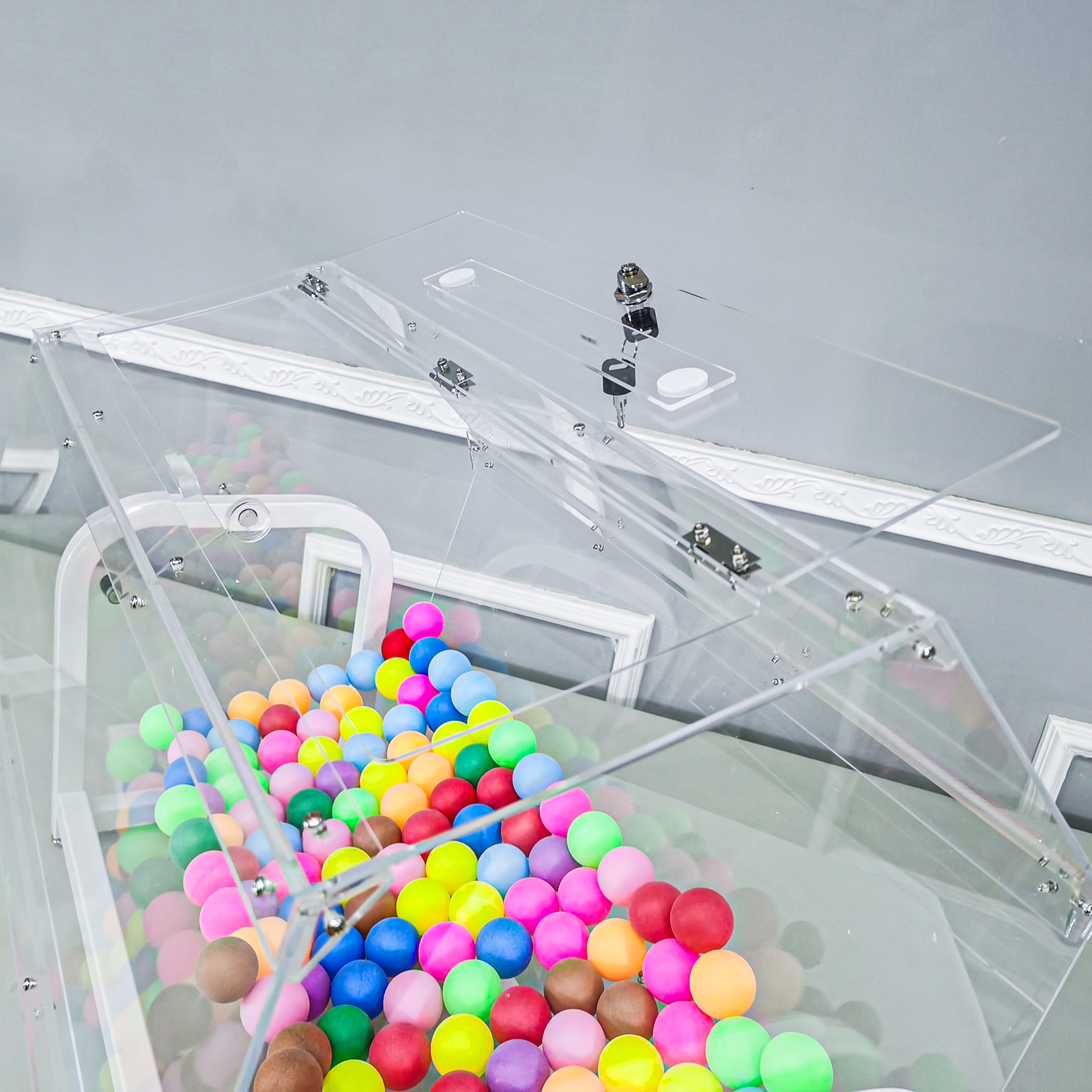 30x18x20" large Clear Acrylic Raffle Drum Metal Stand, Lucky Draw Ticket Box