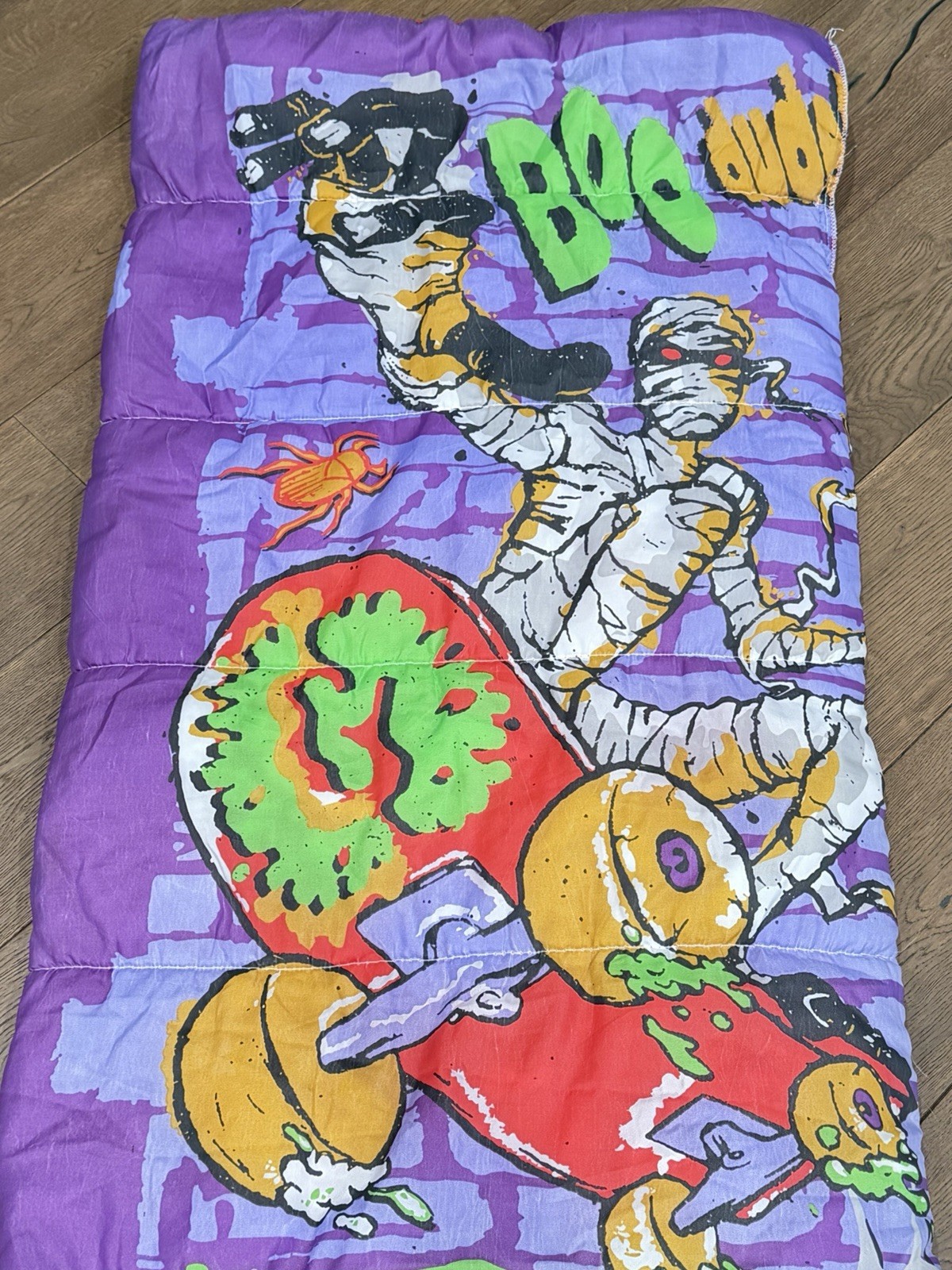 Vintage Goosebumps Skateboarding Mummy Sleeping Bag RL Stine Halloween 27x54