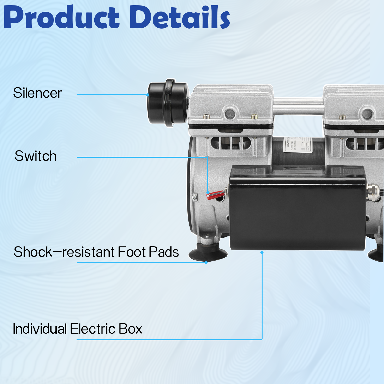 1/2 HP 4.1 CFM Pond Aerator Pump Compressor Weighted Tube Diffuser System 2 Acre