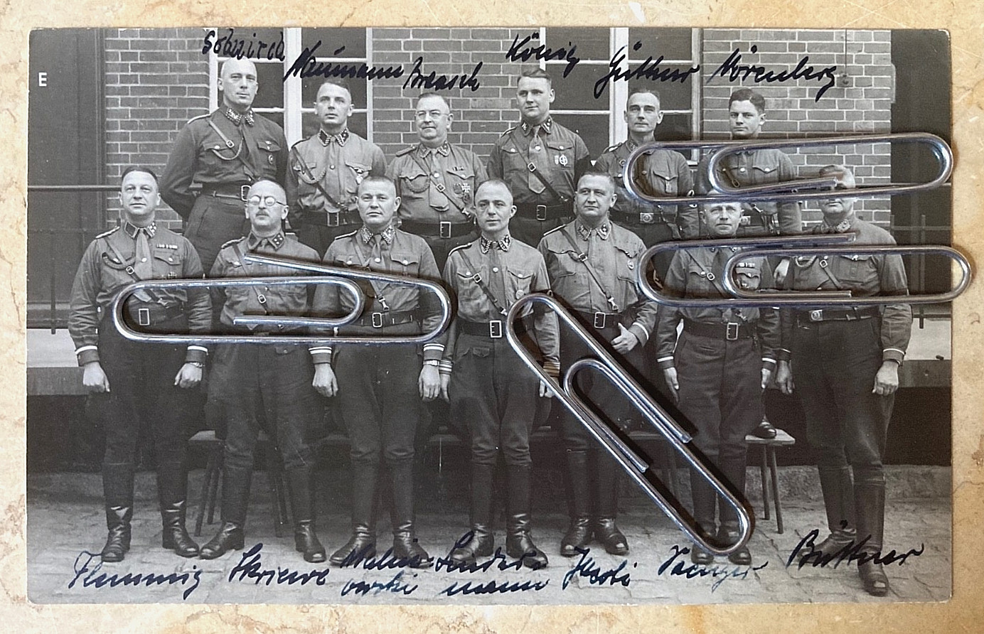 ORIGINAL! POST WW1 GERMAN STORM DIVISION OFFICERS MID 1930's ID'd PHOTO POSTCARD