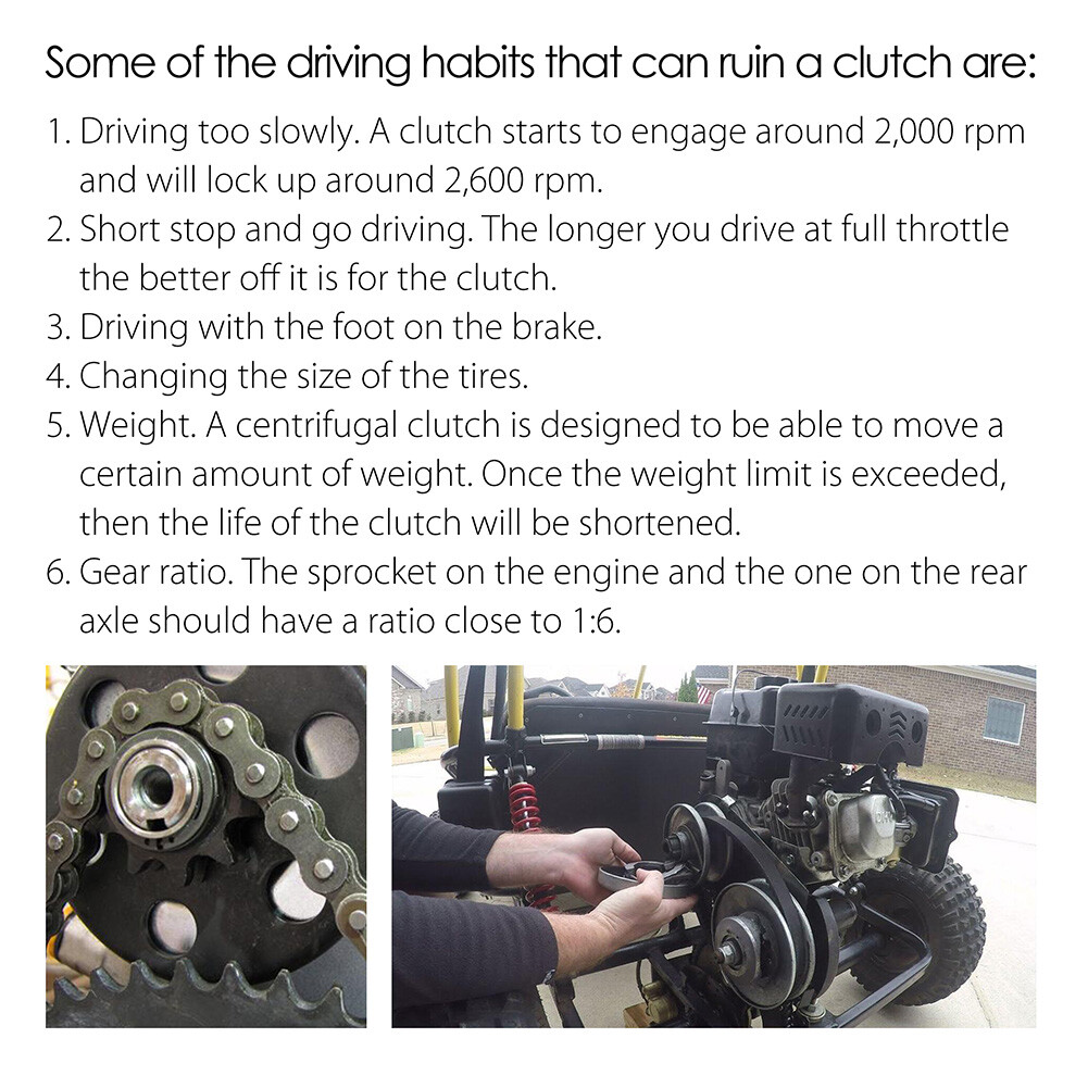 Predator 212cc 6.5hp Centrifugal Clutch 3/4" Bore 12 Tooth #35 Chain Screw Set