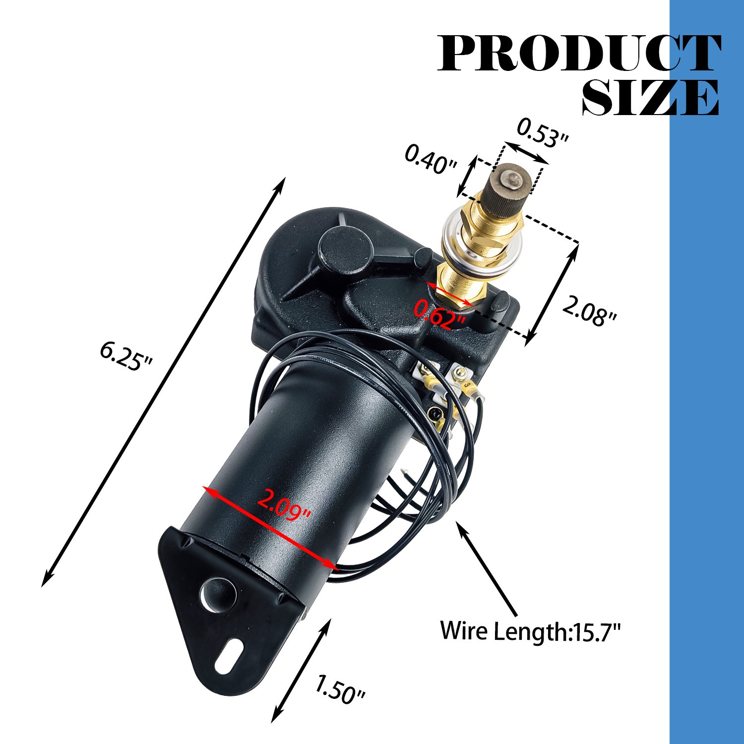 MARINE HEAVY DUTY 2.5" 12V 2-SPEED WIPER MOTOR