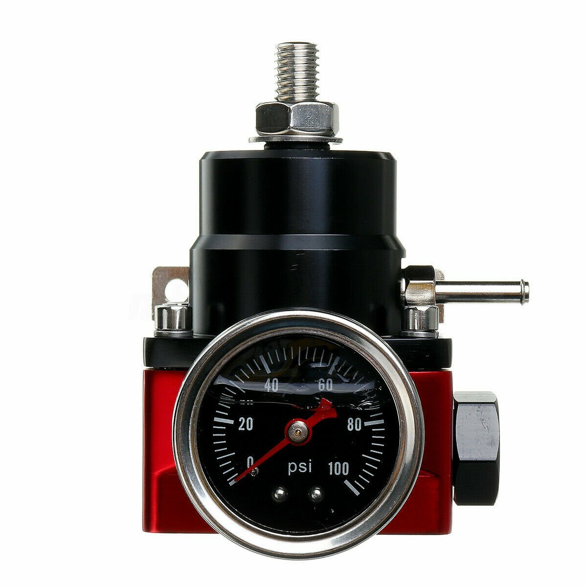 Black-Red Adjustable Fuel Pressure Regulator Kit Oil 0-100psi Gauge -6AN 6AN