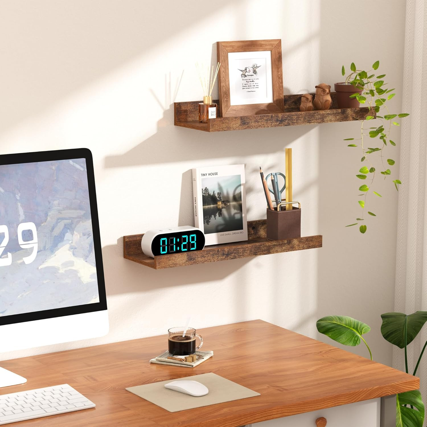 Floating Shelves for Wall, Wall Shelves for Decor Storage Set of 6, Wall Mounted