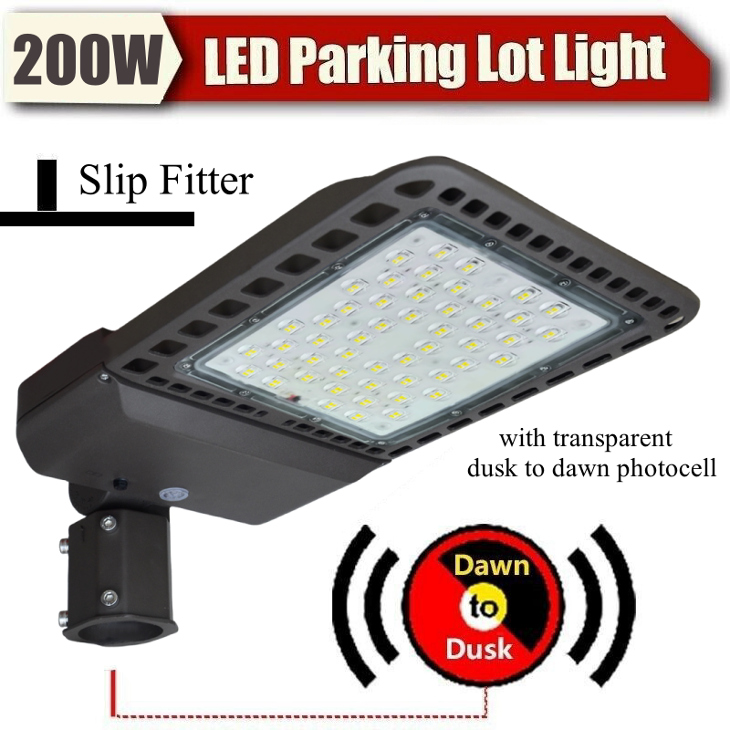 200/300W LED Parking Lot Light Commercial Outdoor IP65 Shoebox Street Pole Lamp