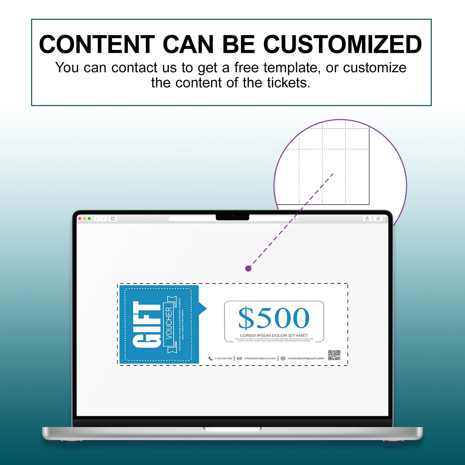 400 Printable Tickets with Tear-Away Stubs,2.125x5.5 Inch Custom Raffle Ticke...