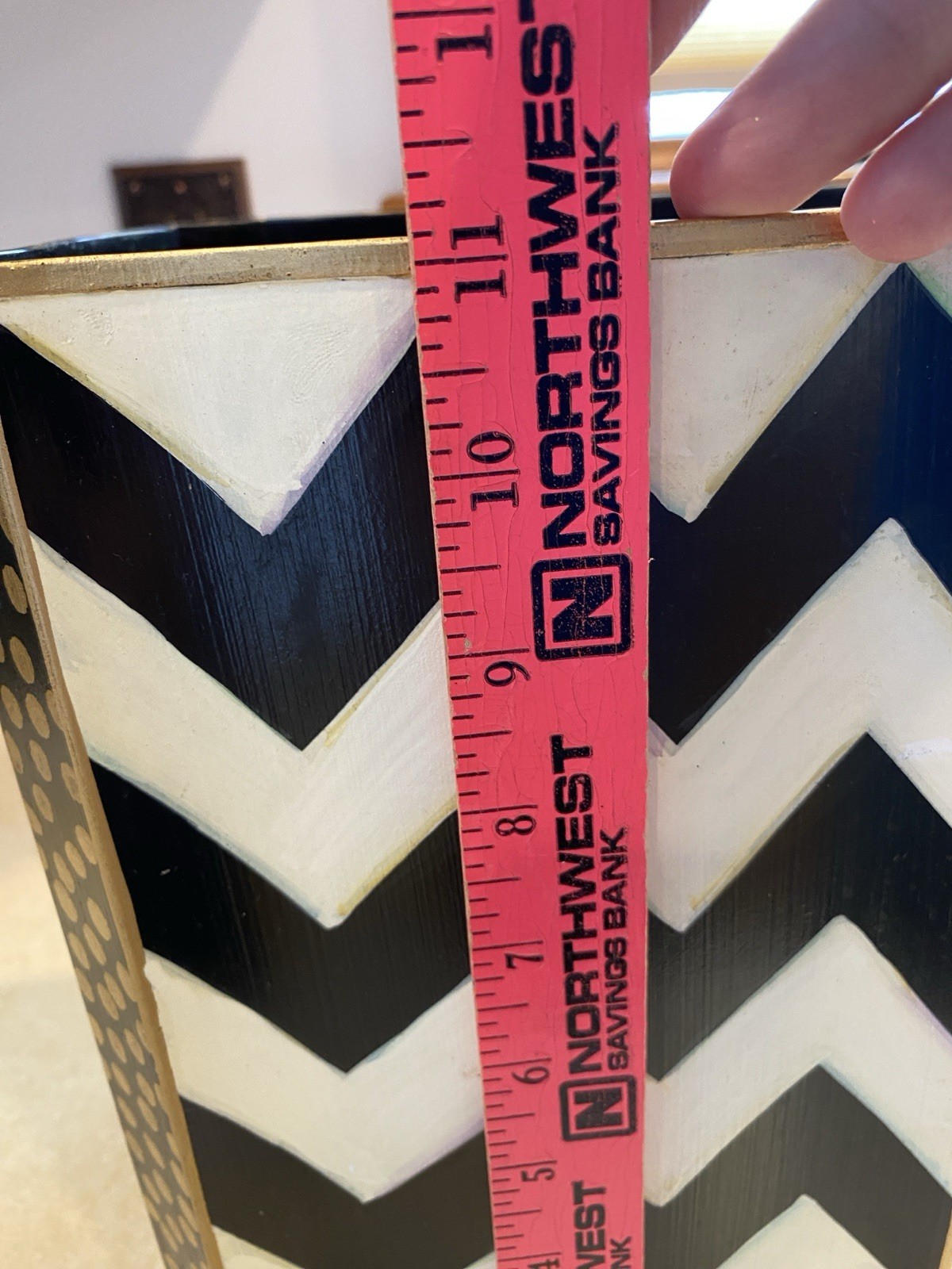 Mackenzie Childs Zig Zag Trash / Waste Basket