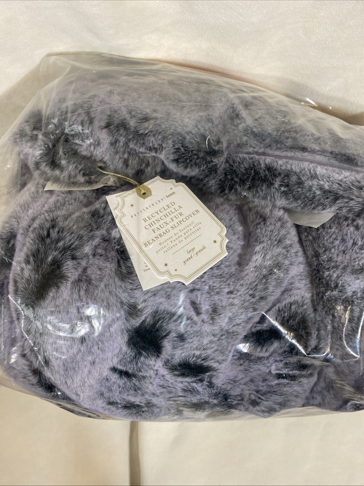 Pottery Barn Teen Chinchilla Faux Fur Bean Bag Slipcover Large 42" (Dark Purple)