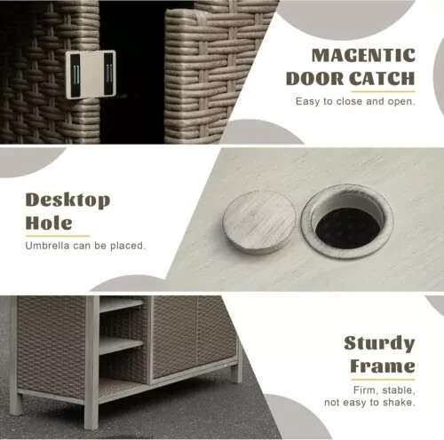 Domi Outdoor Home Bar Unit,Wicker Bar Table with Aluminum Frame,Grill Table