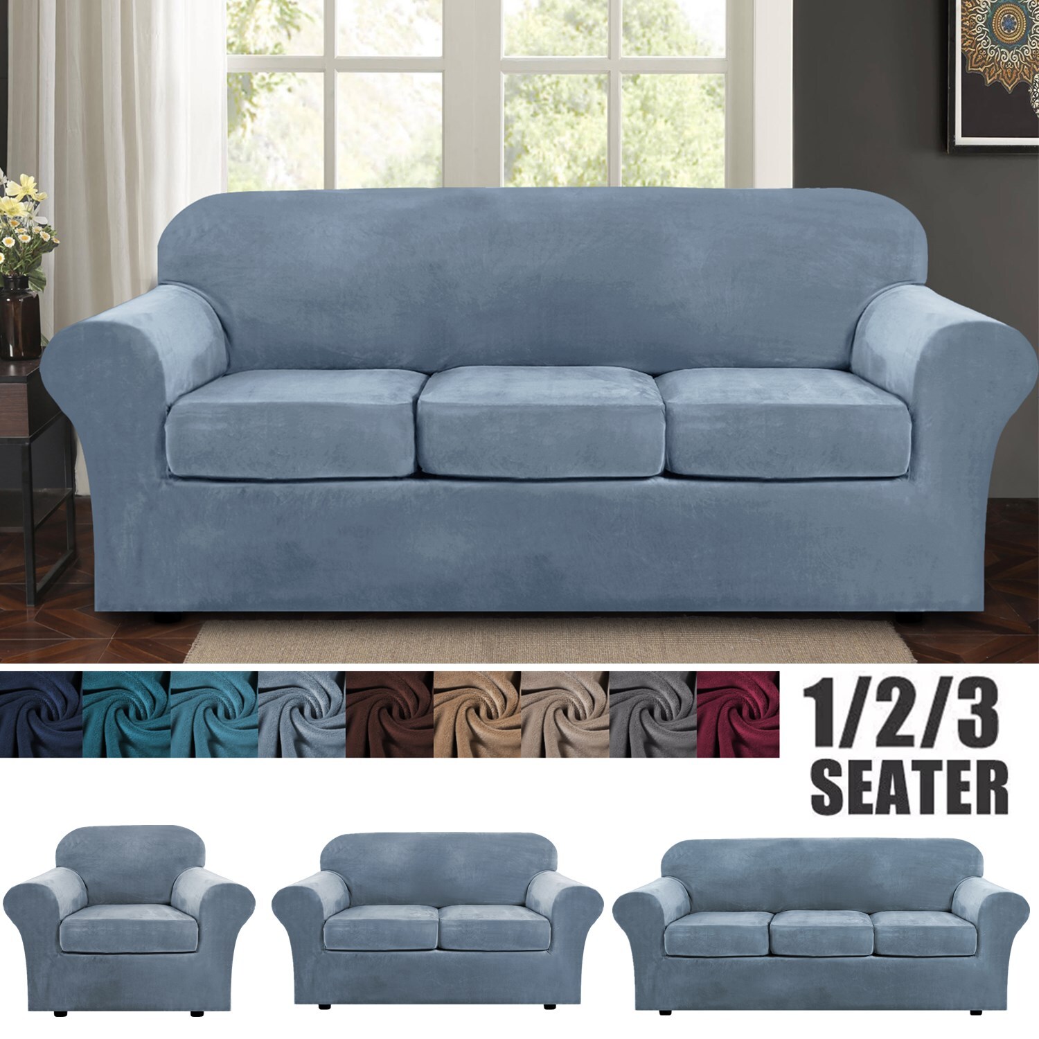 Stretch Sofa Couch Covers Velvet Sofa Slipcover Separate Fit Seat Cushion Cover