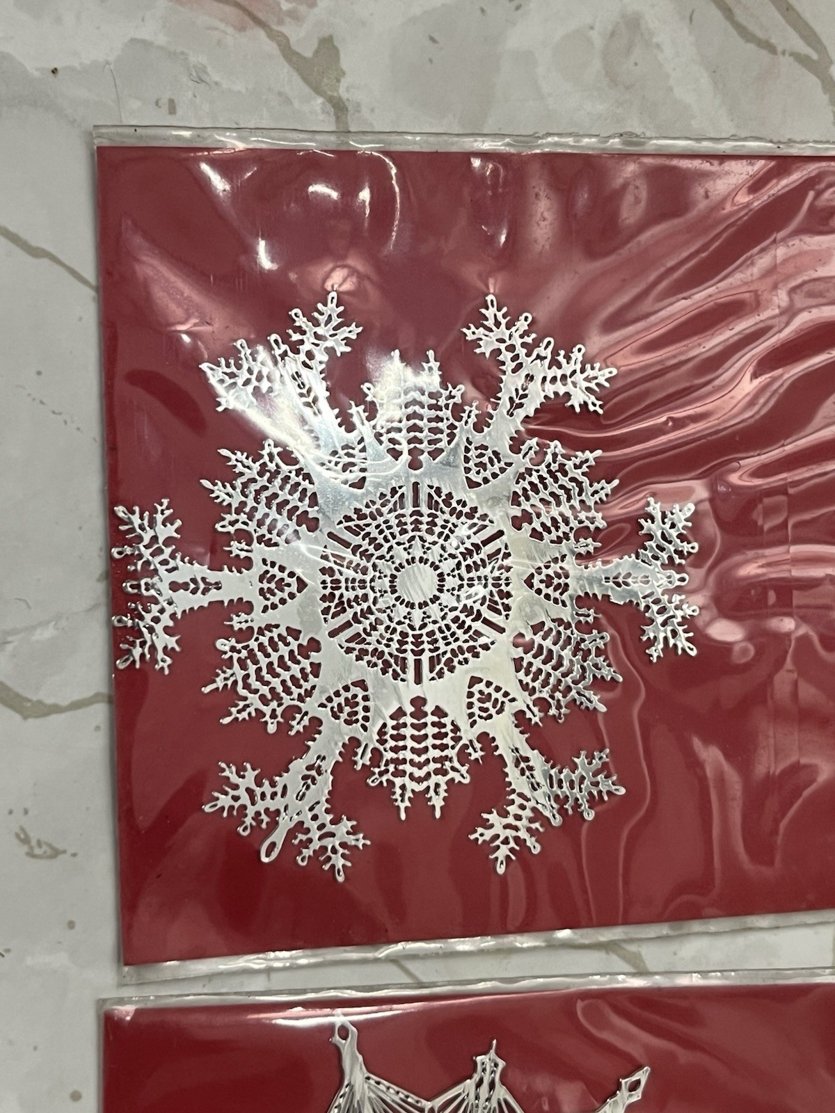 6 Vintage SNOWFLAKE Silver Plated Brass Christmas Ornaments SUFFOLK ETCHINGS NEW