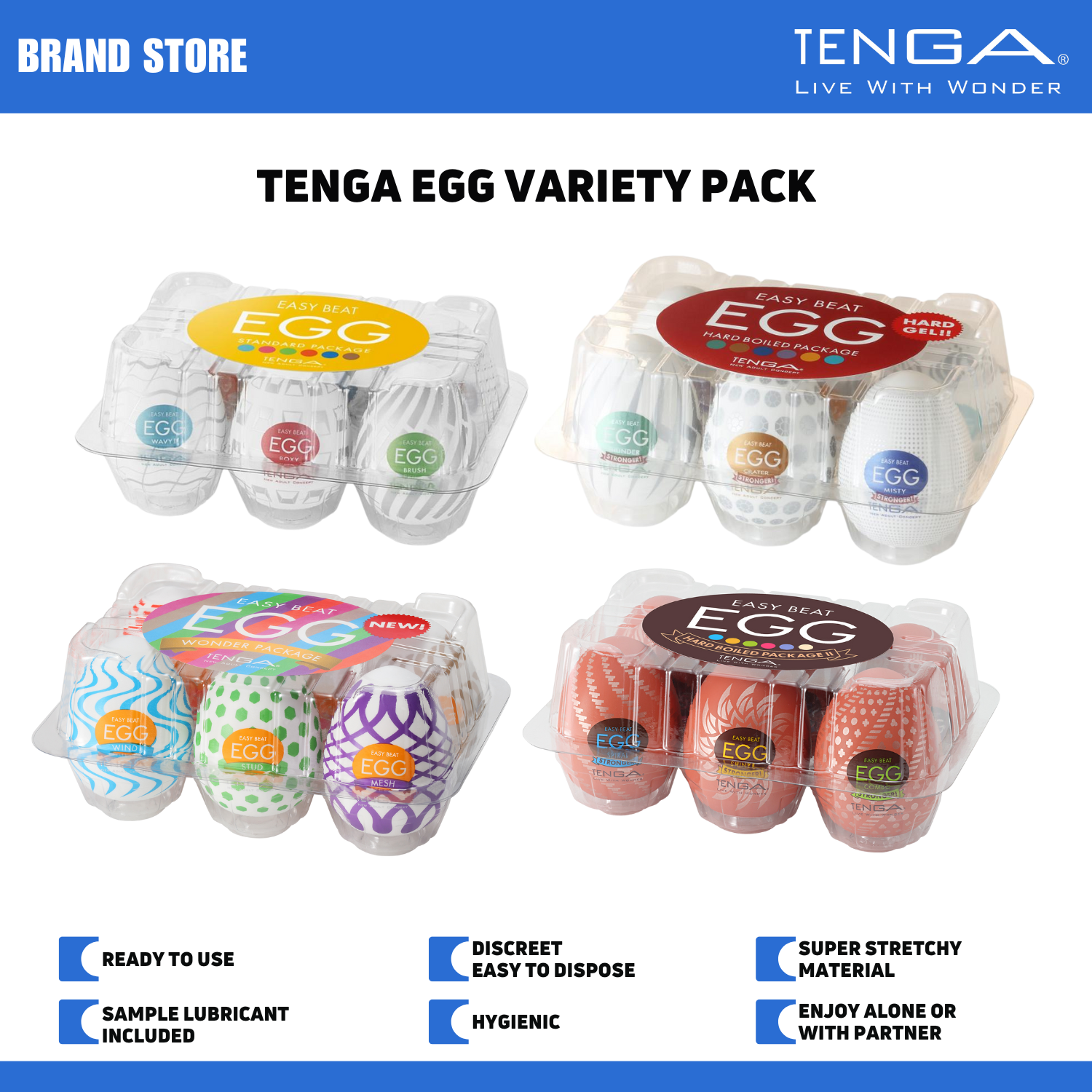 TENGA EGG Variety Disposable Male Masturbator/Stroker 6pc Set NIB NWT