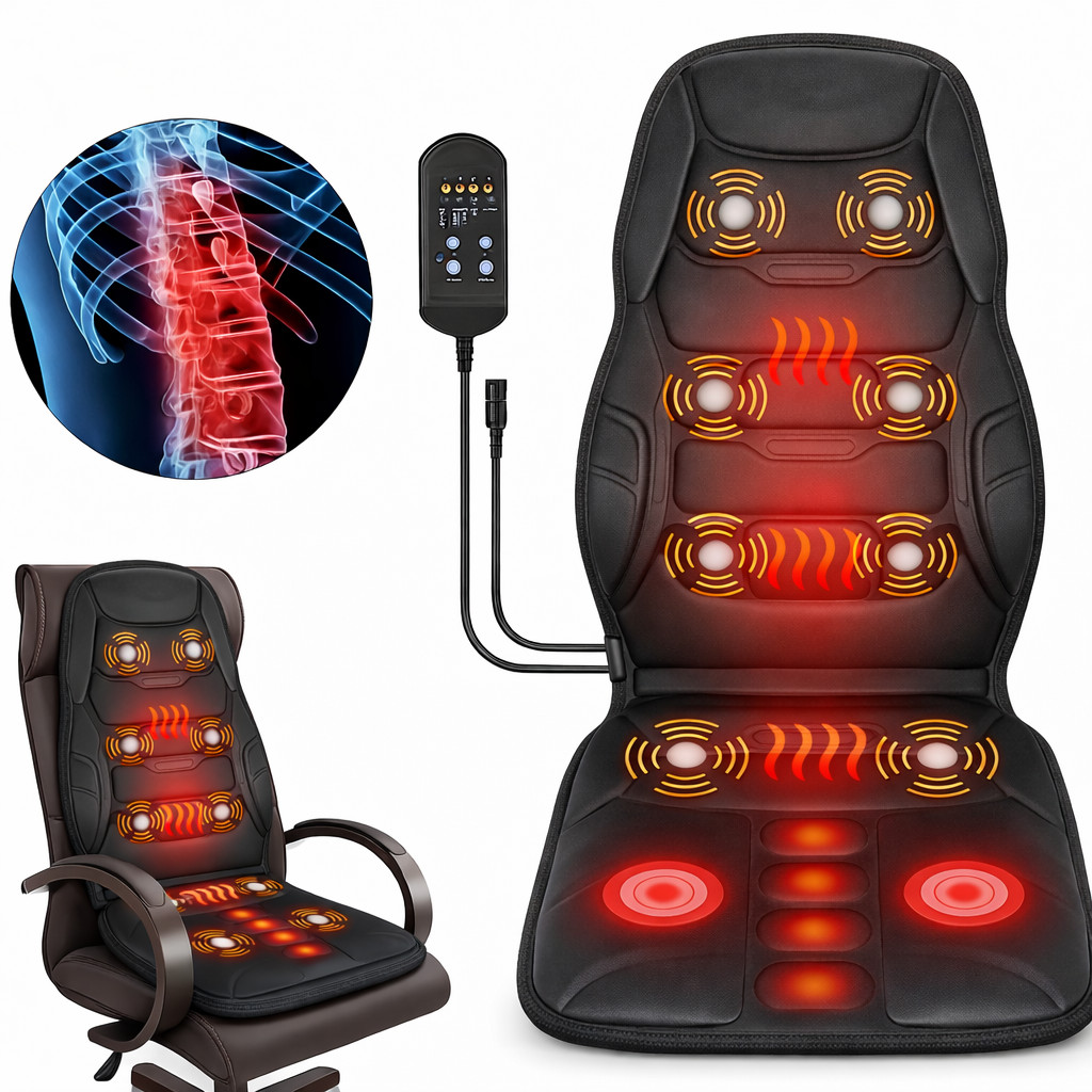 Massage Seat Cushion With Heated Back Neck Body Massager Chair For Home Office