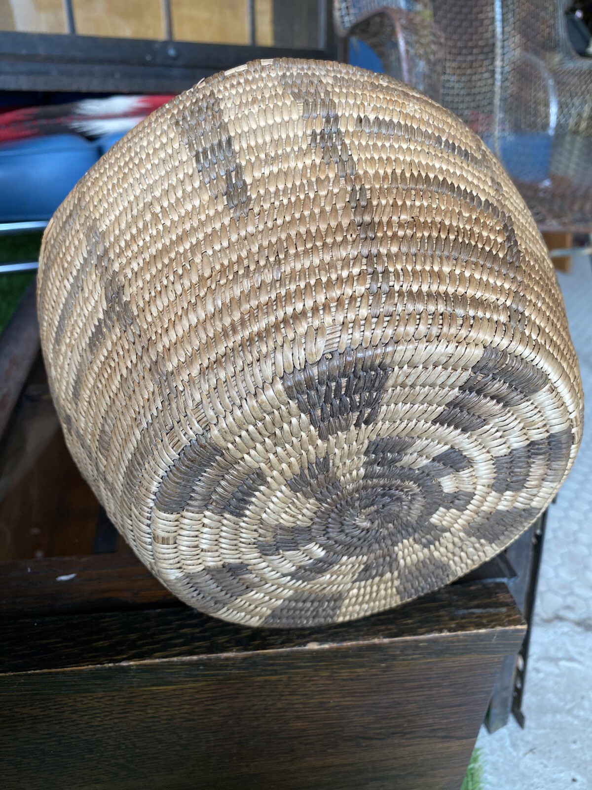 Vintage antique Native American Pima Akimel Oʼodham Basket nice design 9.5x5