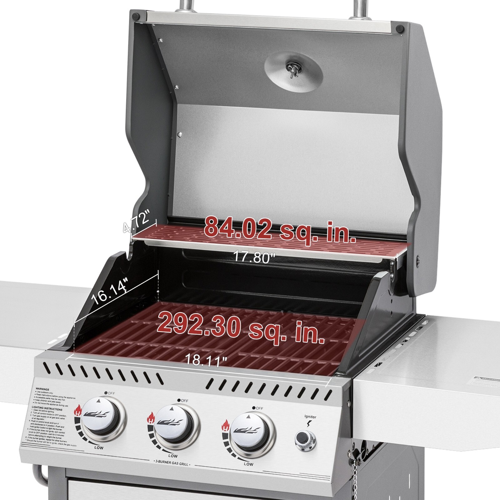 Royal Gourmet 3-Burner Gas Grill Stainless Steel Outdoor Garden BBQ Cooking