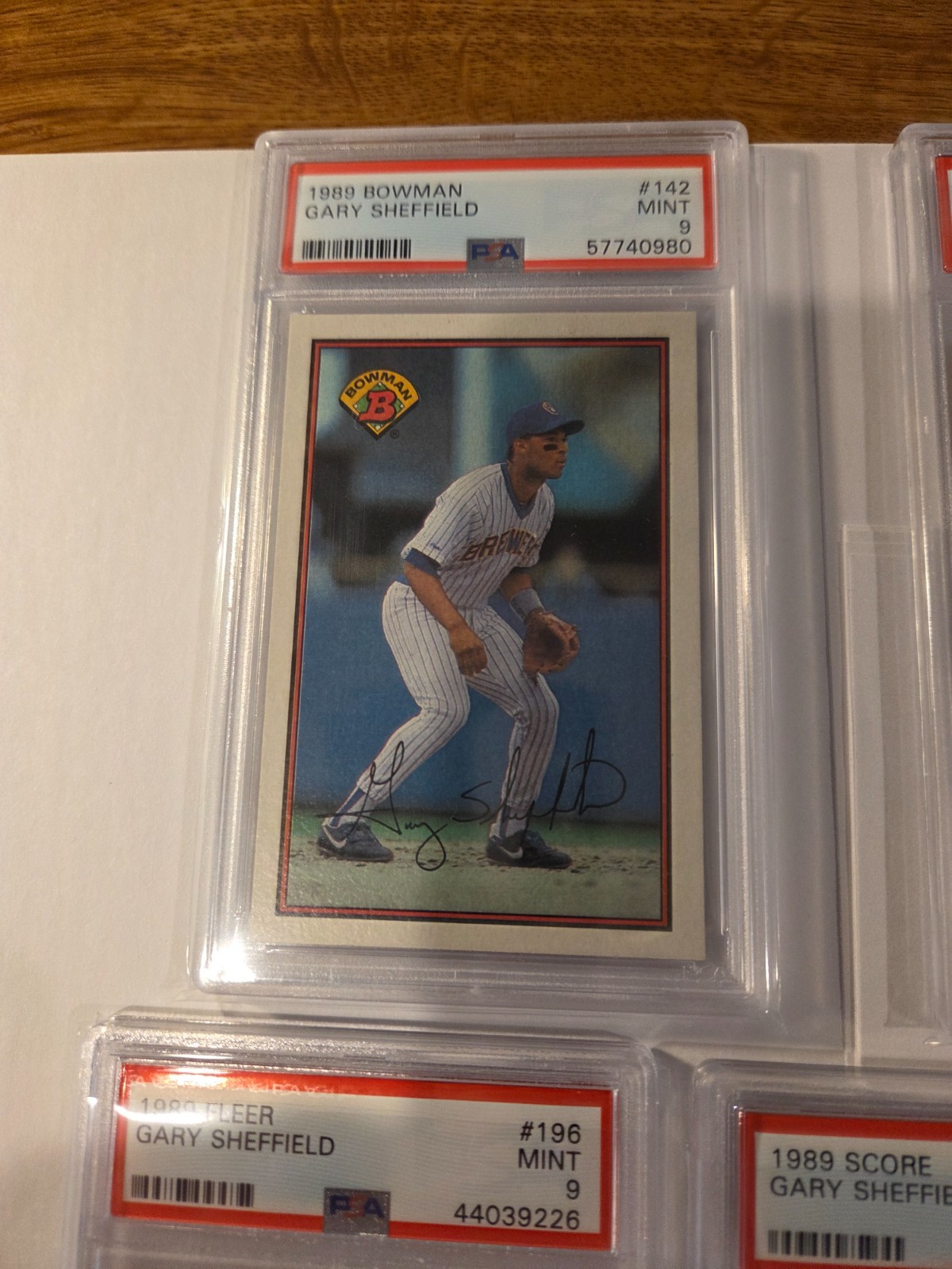 1989 Bowman Topps Fleer Donruss Score Upper Deck (7) RC lot Gary Sheffield PSA 9