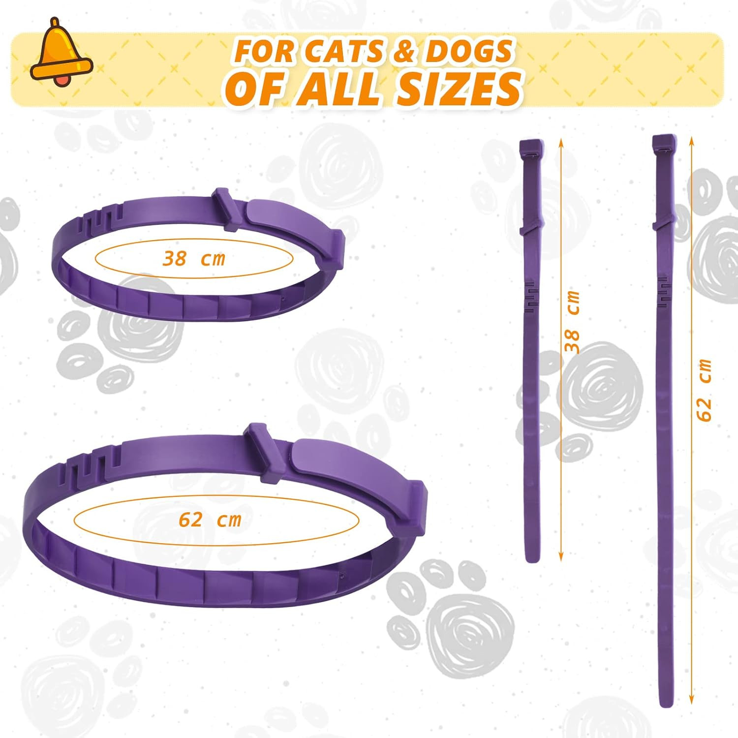 3 Pcs Cat Adjustable Calming Collar, Reduce Anxiety Cat Collars for Pets, Calm C