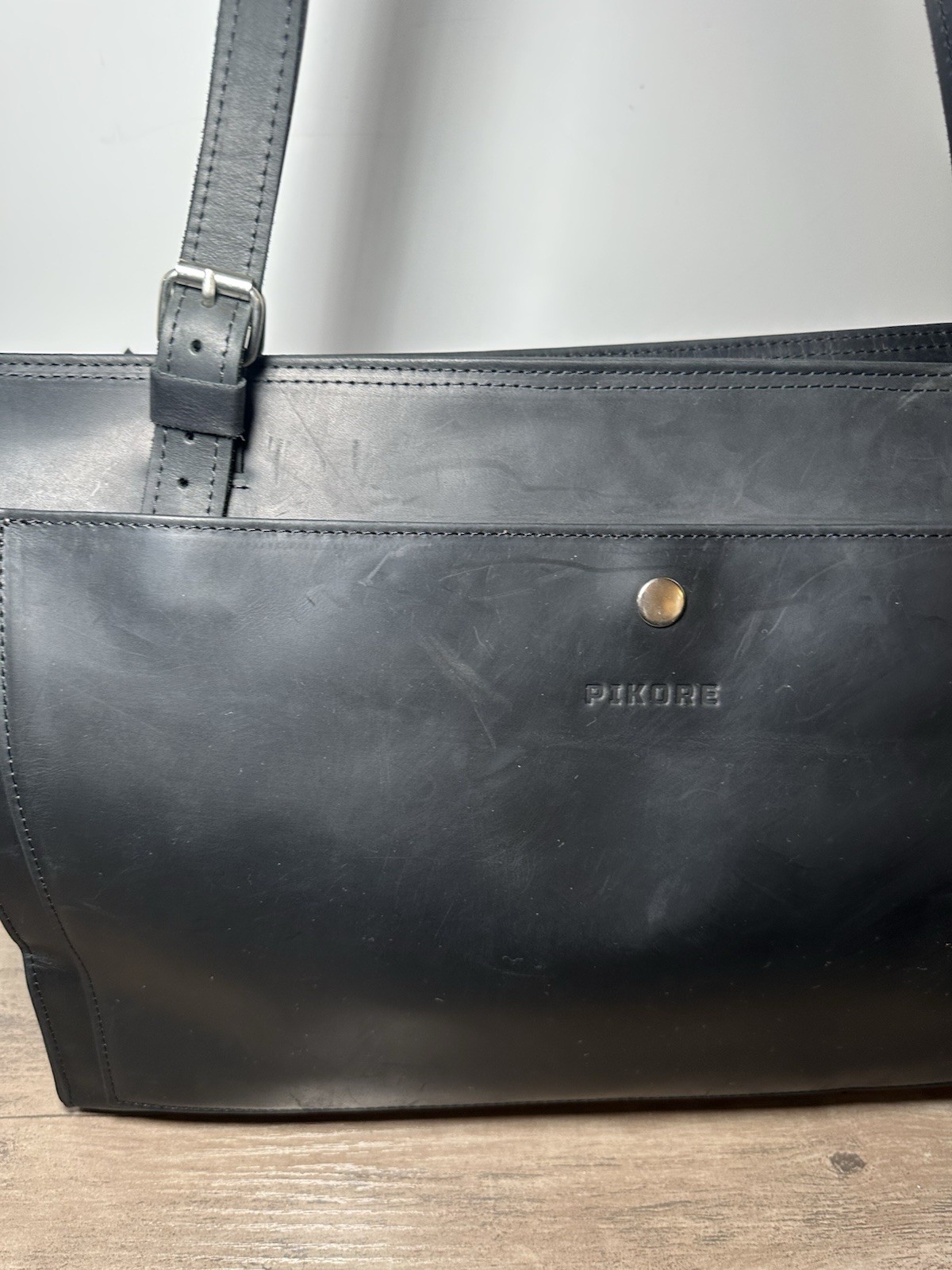 Pikore Large Black Leather Cat Carrier Tote Travel