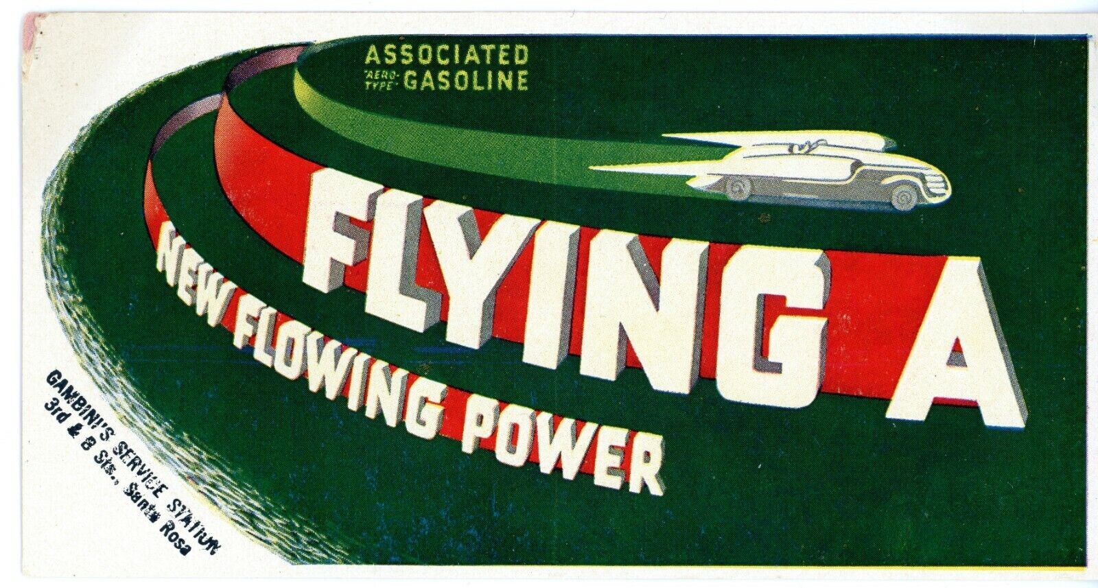 VTG 1930's Advertising Blotter Flying A New Flowing Power Associated Gasoline