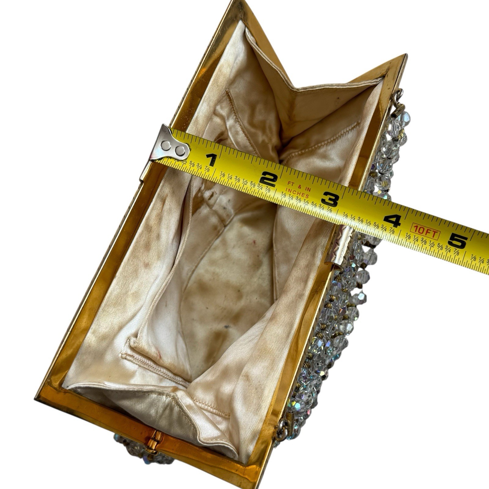 Vintage Iridescent and Gold Heavily Beaded Handbag Evening Special Occasion