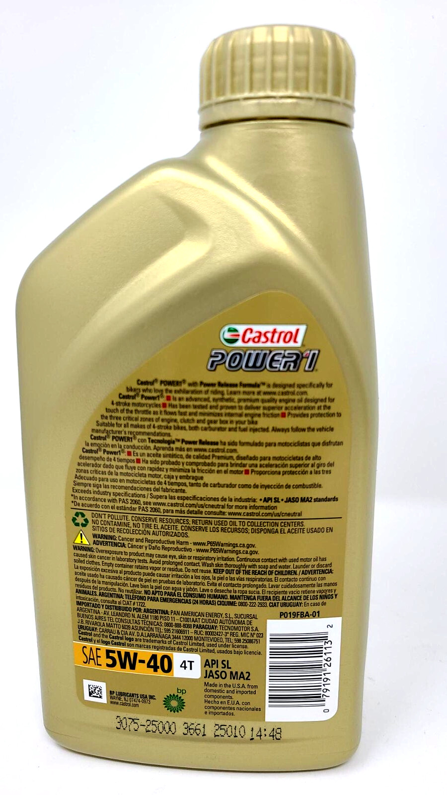 Castrol Power 1 Racing 4T Motorcycle Oil - 5W40 1 QT CASE OF 6