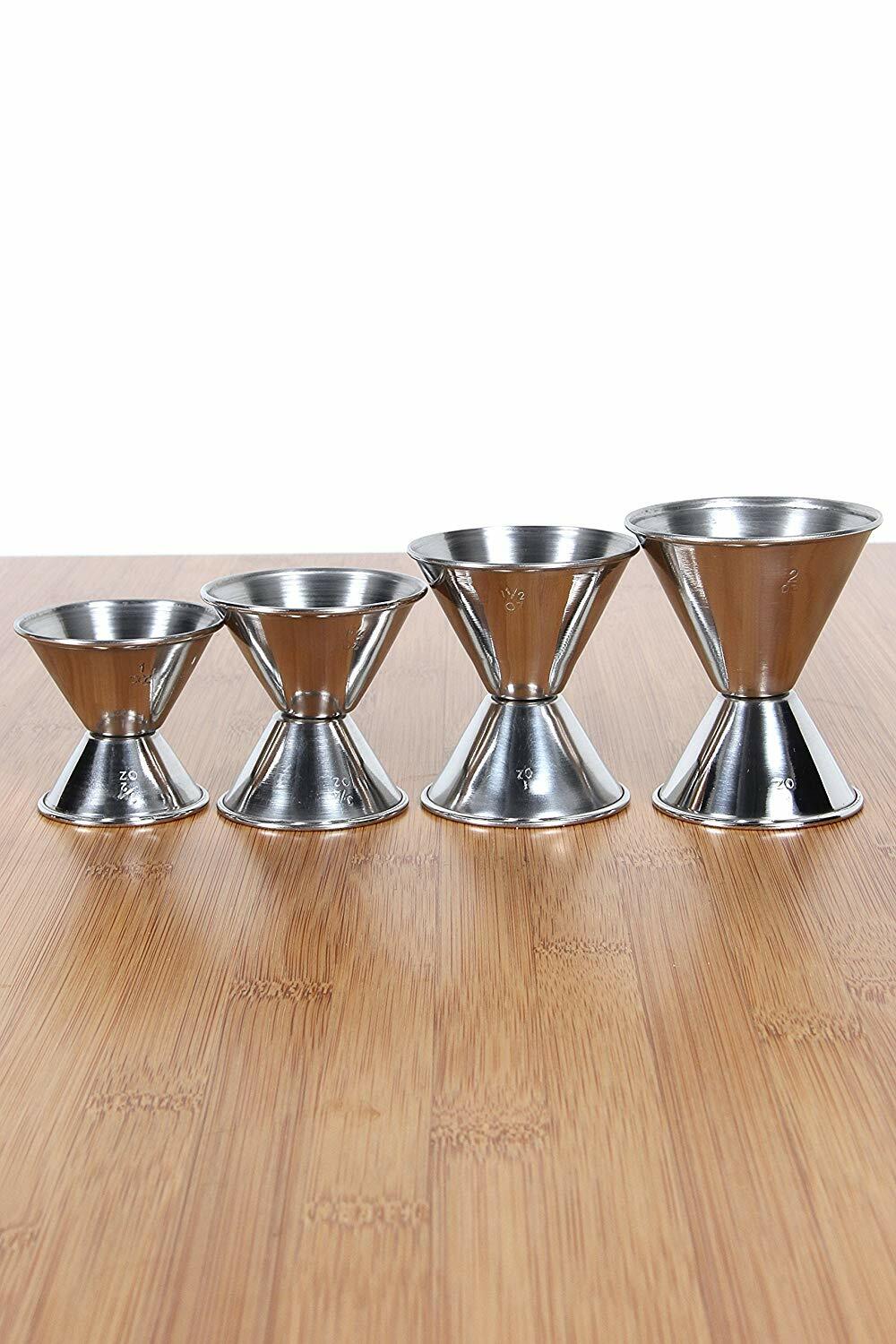 Stainless Steel Cocktail Jigger Set | Professional Bartender Tools | Set of 4