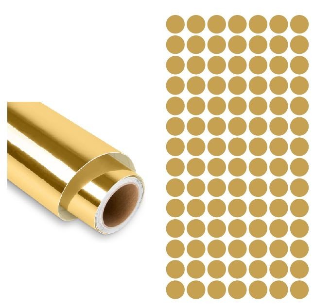Dots Round Vinyl Color Coded Inventory Label Chrome Gold 1/2 Inch Stickers