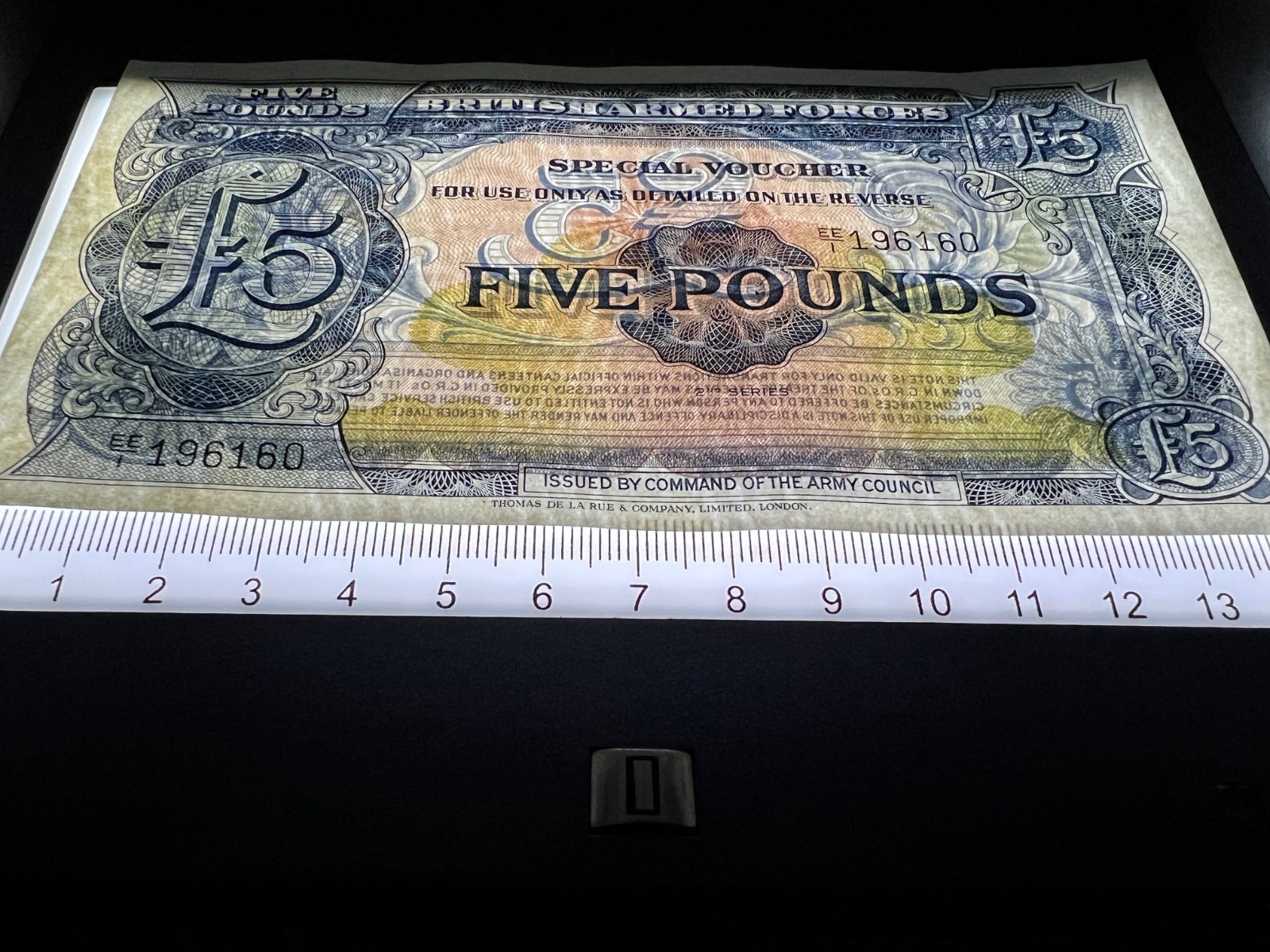 1948 British 5 Pound Armed Forces Banknote Special Voucher WW2 WWII War Money