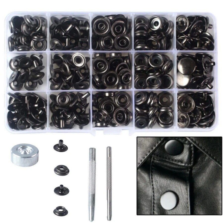 For Leather Craft 70 Sets 15mm 5/8" Heavy Duty Snap Fasteners Kit Metal Button