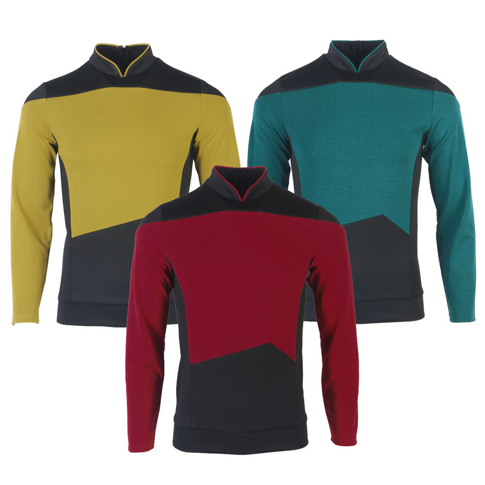 For The Next Generation Picard Red Uniforms TNG Riker Data Gold Blue Top Costume