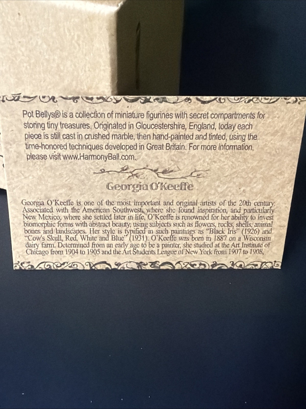 Georgia O’Keeffe Pot Belly Retired Figurine with Box Card