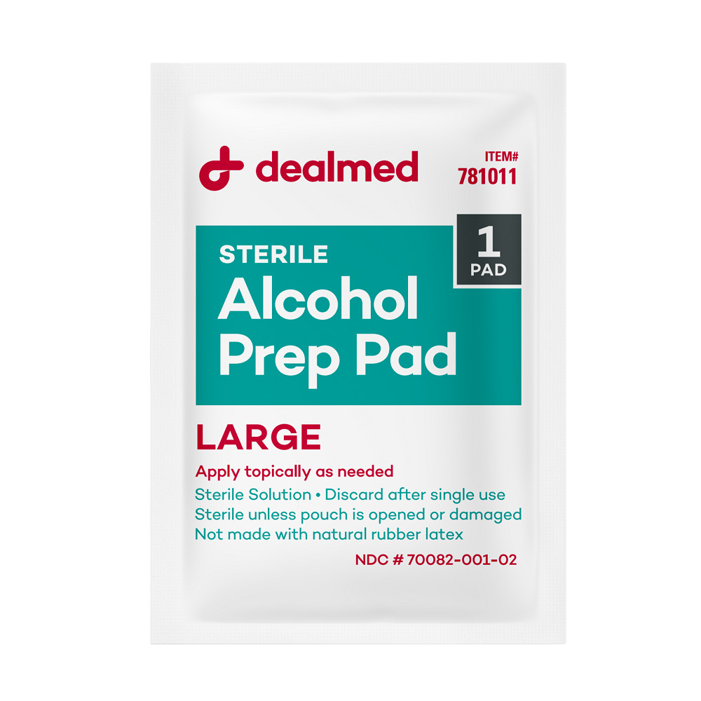 Dealmed Alcohol Prep Pads Medium Size, Gamma Sterilized, 200 Count (Pack of 10)