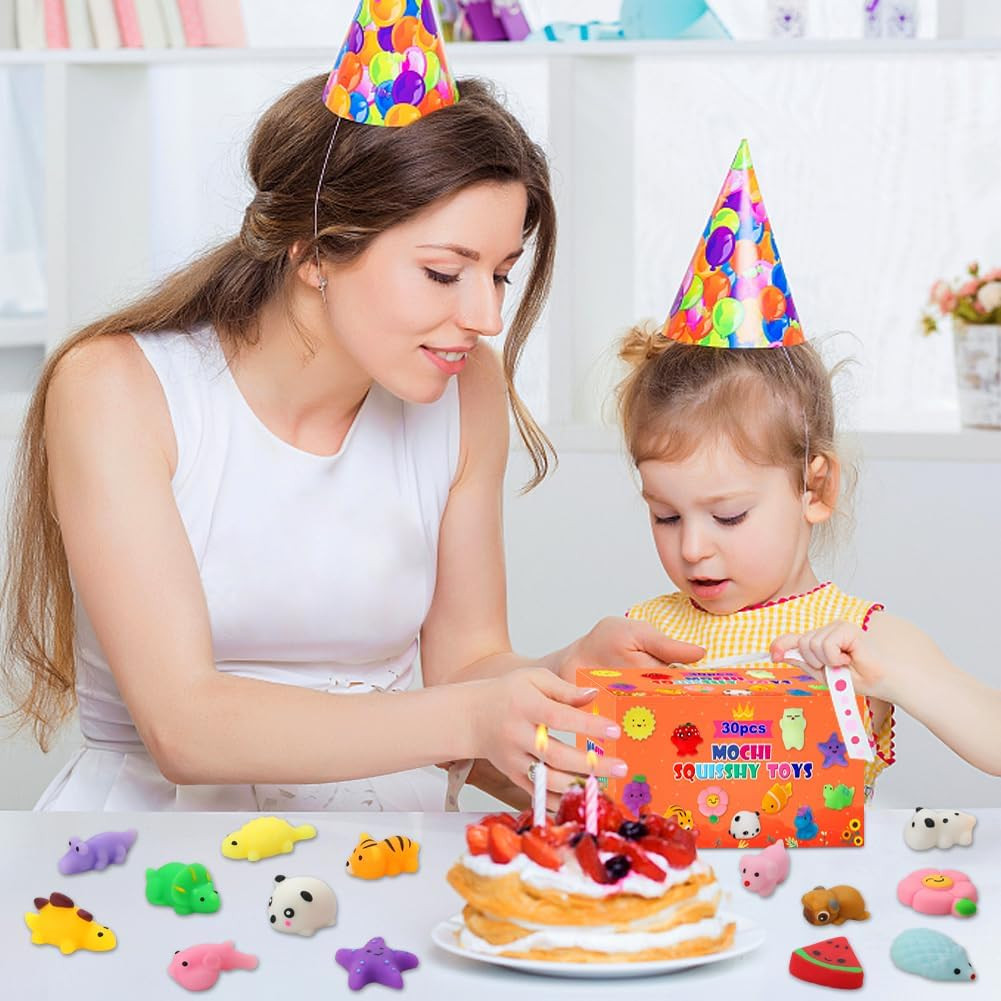 30 Pack Squishy Toys, Kawaii Squishies Party Favors for Kids 4-8 8-12 Treasure B