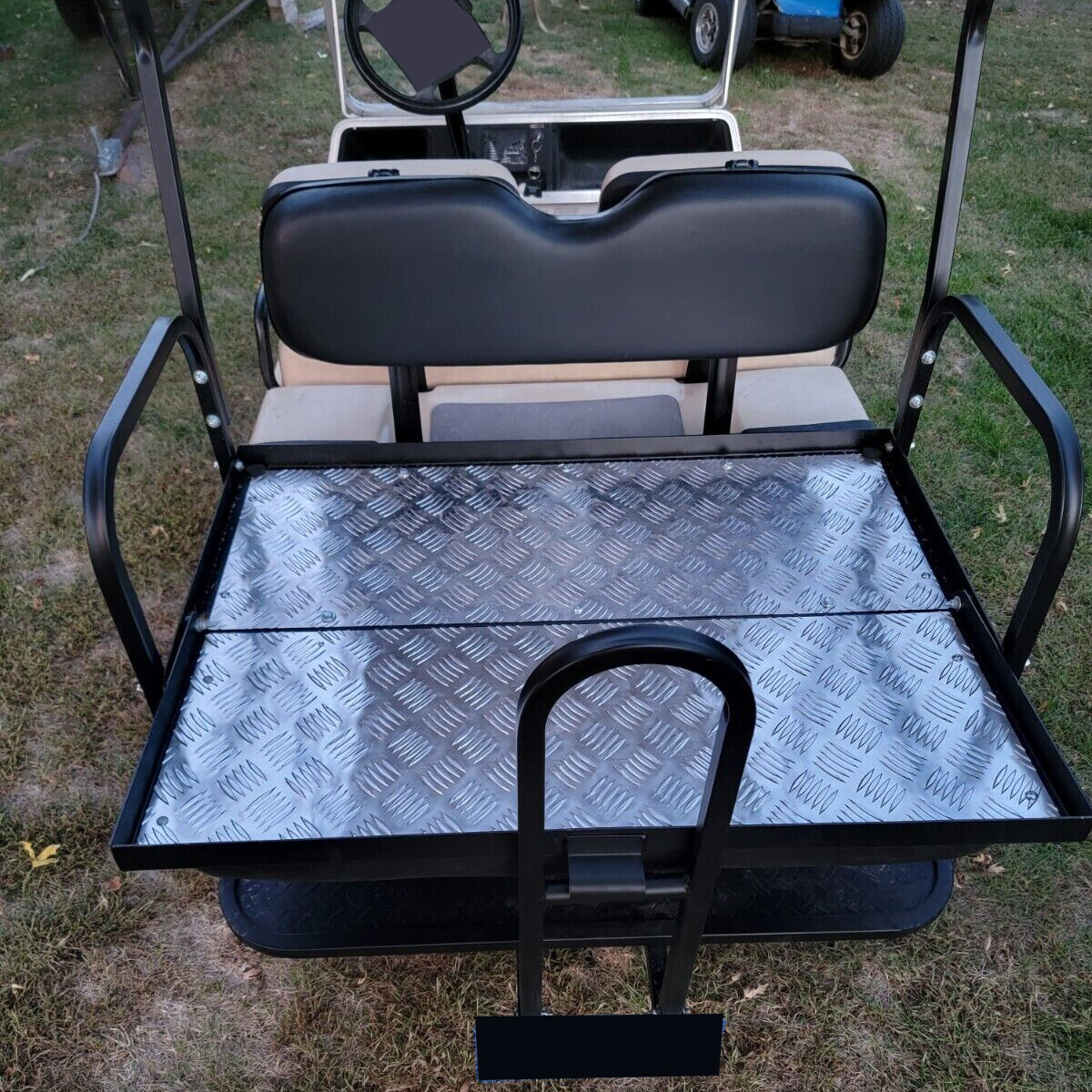 Rear Seat Kit w/ Grab Bar for Club Car DS (1982-2000.5) Golf Cart - Black