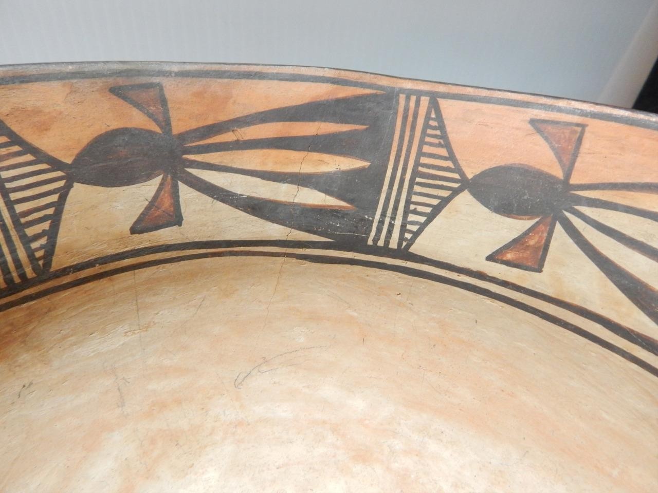 IMPORTANT ANTIQUE HOPI INDIAN POTTERY DOUGH BOWL POT - MUSEUM GRADE !