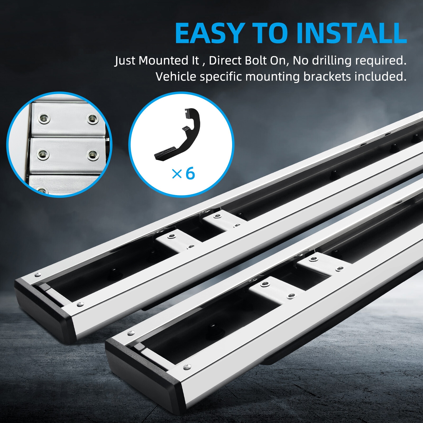 Running Boards for 2004-2024 Nissan Titan Crew Cab 6" Nerf Bars Side Steps S/S