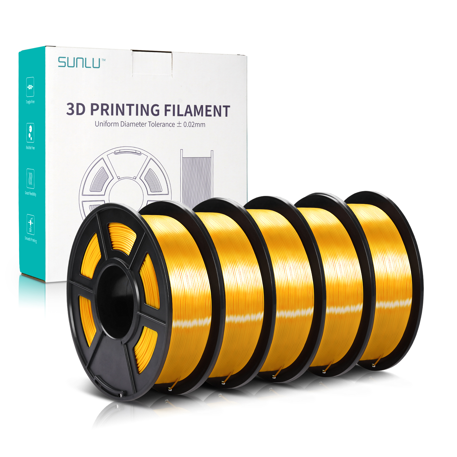 SUNLU 5×1KG PLA Matte PLA+ PLAMETA PETG SILK ABS 3D Filament Combo