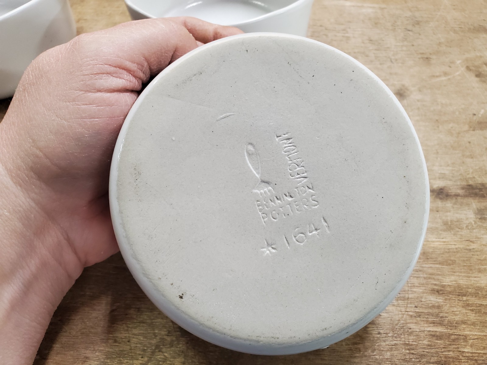 Bennington Potters Lugged Soup Bowls, Set of 4, #1641 Satin White Matte Glaze