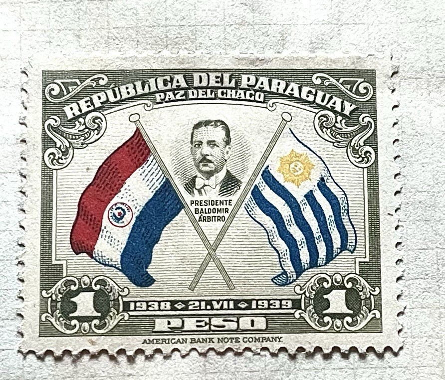 Paraguay 1939, 1p, FLAGS and ARBITRO, "SPECIMEN" from Am. Banknote archives, NH