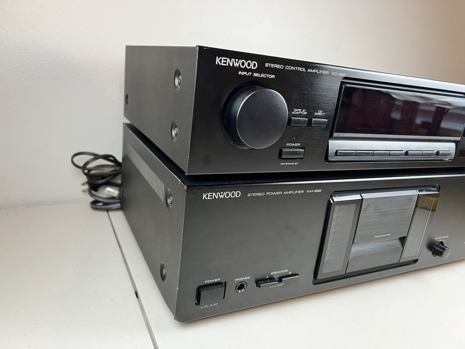 Vintage Kenwood KM-992 Stereo Power Amplifier & KC-992 Control Amplifier Tested