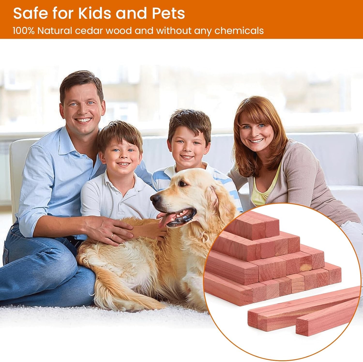 Homode Cedar Blocks for Clothes Storage, 50Pcs Cedar Sticks, Aromatic Red Cedar